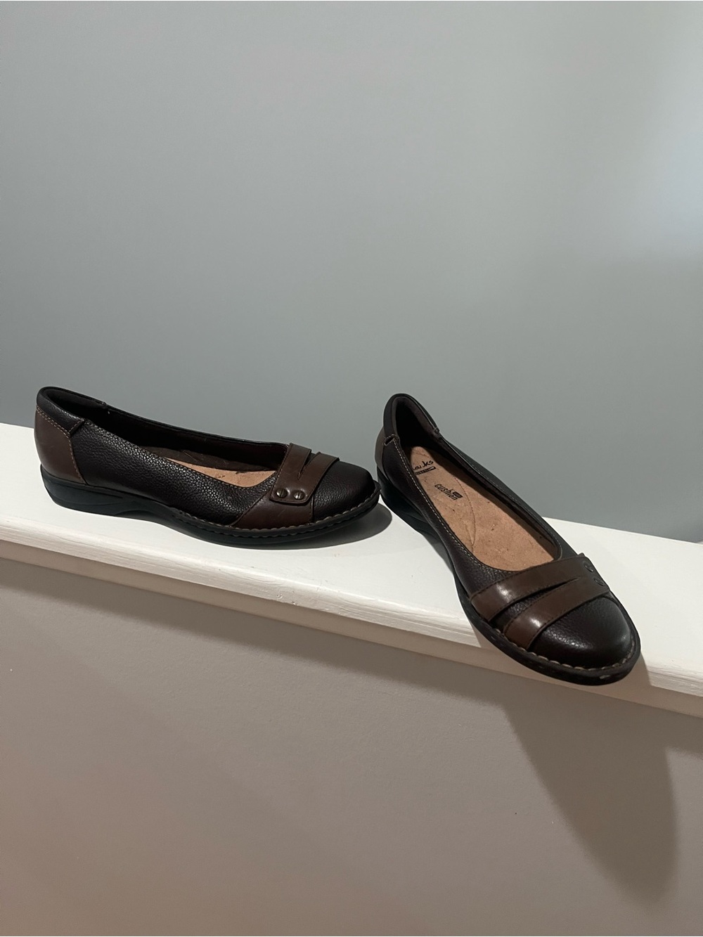 Clarks Collection Pegg Abbie Shoes Women’s 9 1/2 Brown Slip-on Leather